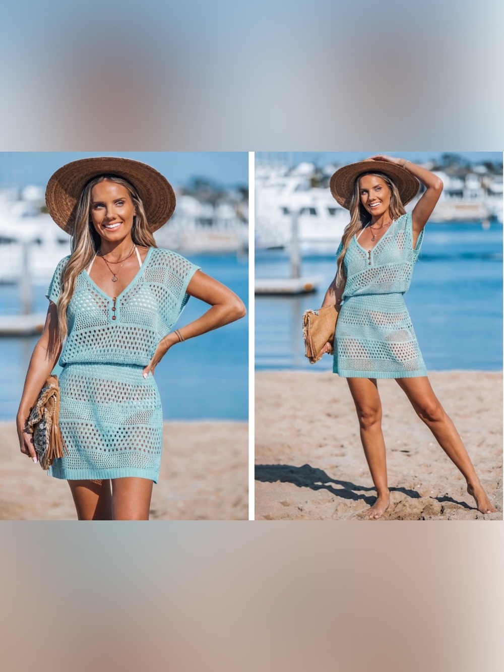 Aqua Crochet Beach Cover-Up Dress